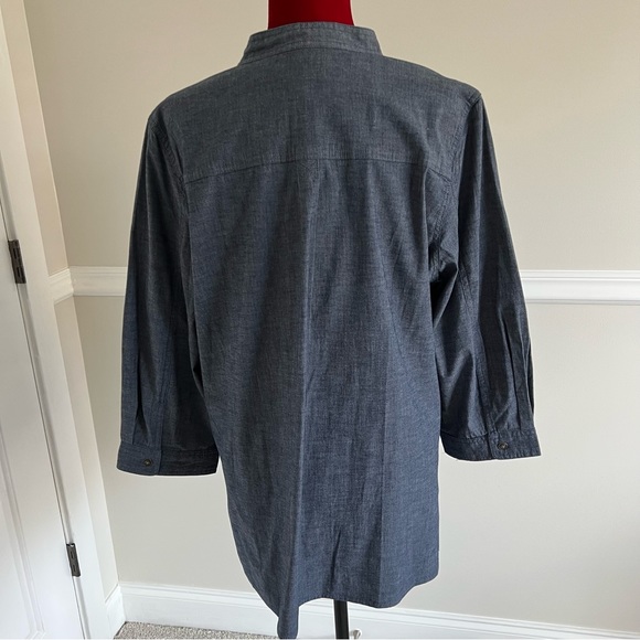 Denim & Co. 3/4 sleeve stretch denim button front shirt - Picture 10 of 13